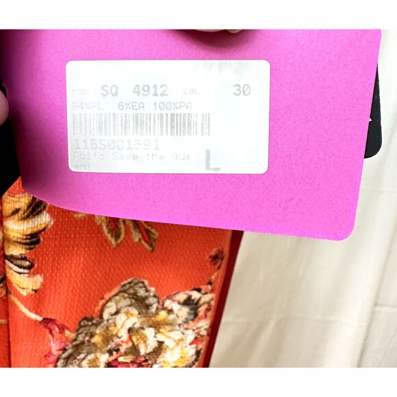 Save The Queen! Sleeveless Short Dress SZ L Orange Pink Floral Print Lined Italy - Picture 11 of 16